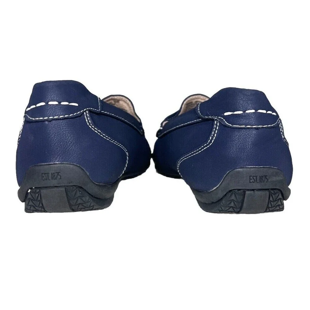 Stacy Adams Men's 10M Navy Moc Toe Bit Slip-on Driving Style Medallion Loafers - Picture 5 of 7